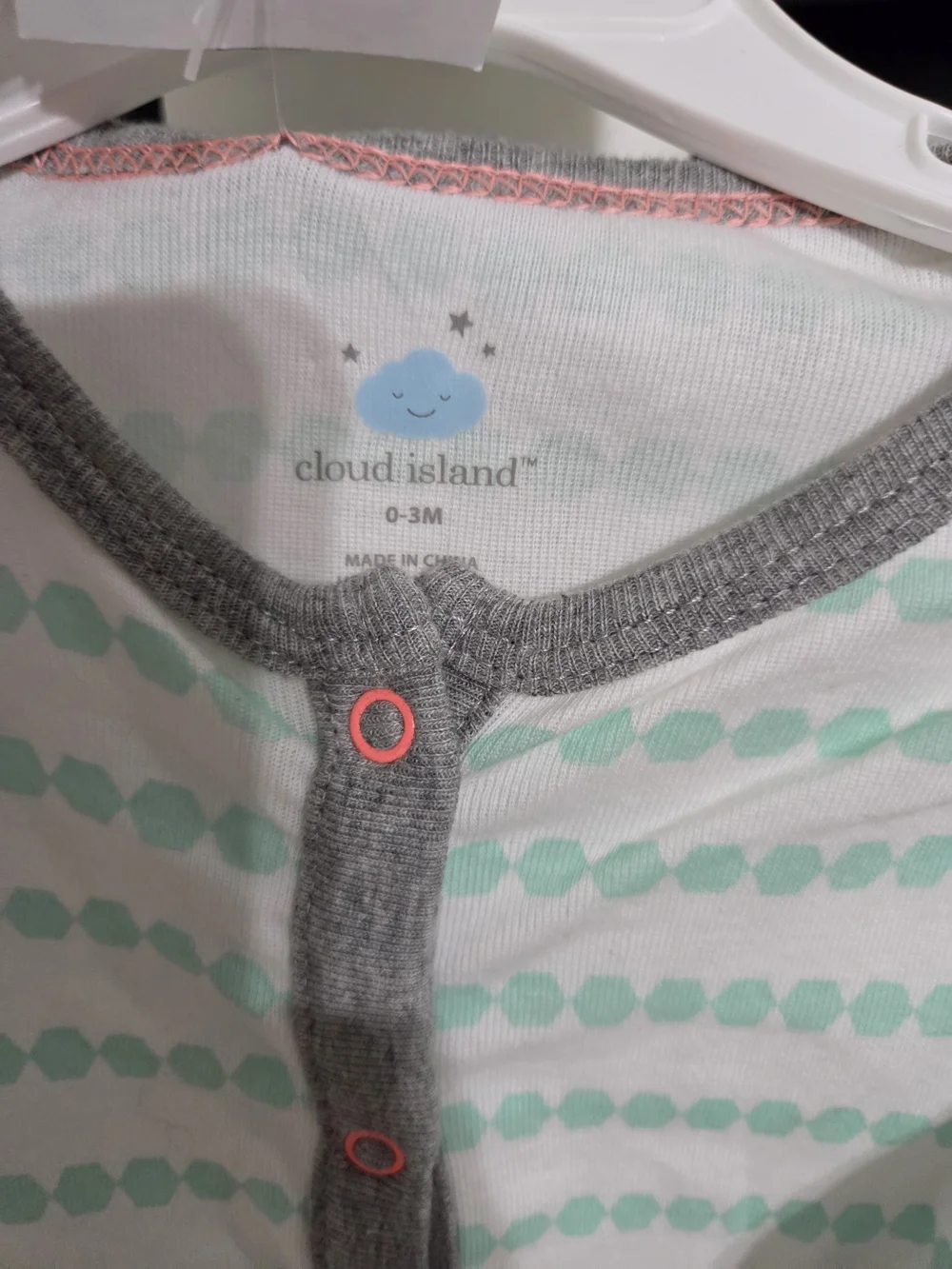 cloud island Mint and Gray Baby One-Piece Sleeper With Matching Hat